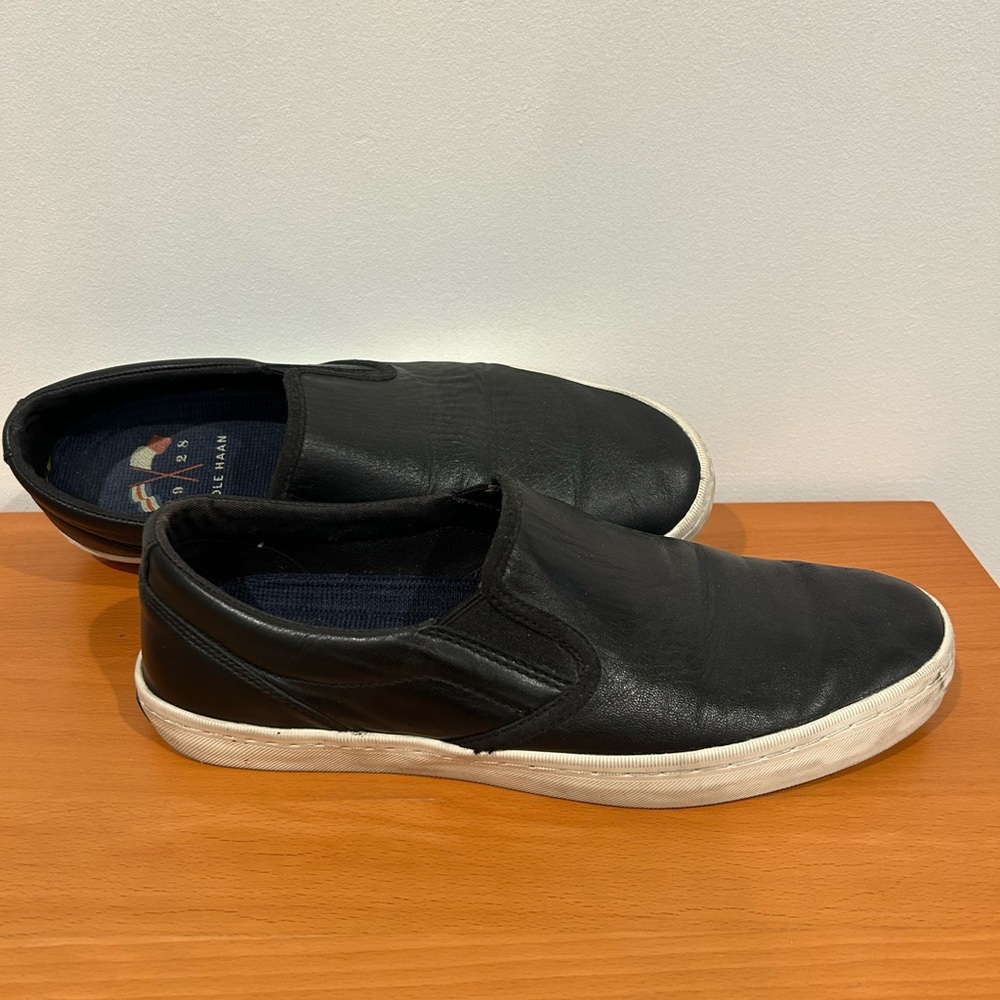 Cole Haan Men's Black Leather Slip-On Shoes